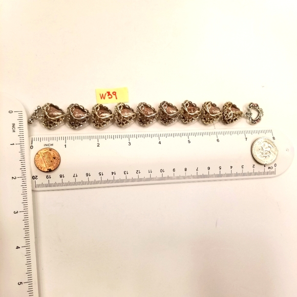 Vecchia Murano Italian Hand-blown heart-shaped purple lilac glass beads bracelet - Picture 8 of 16